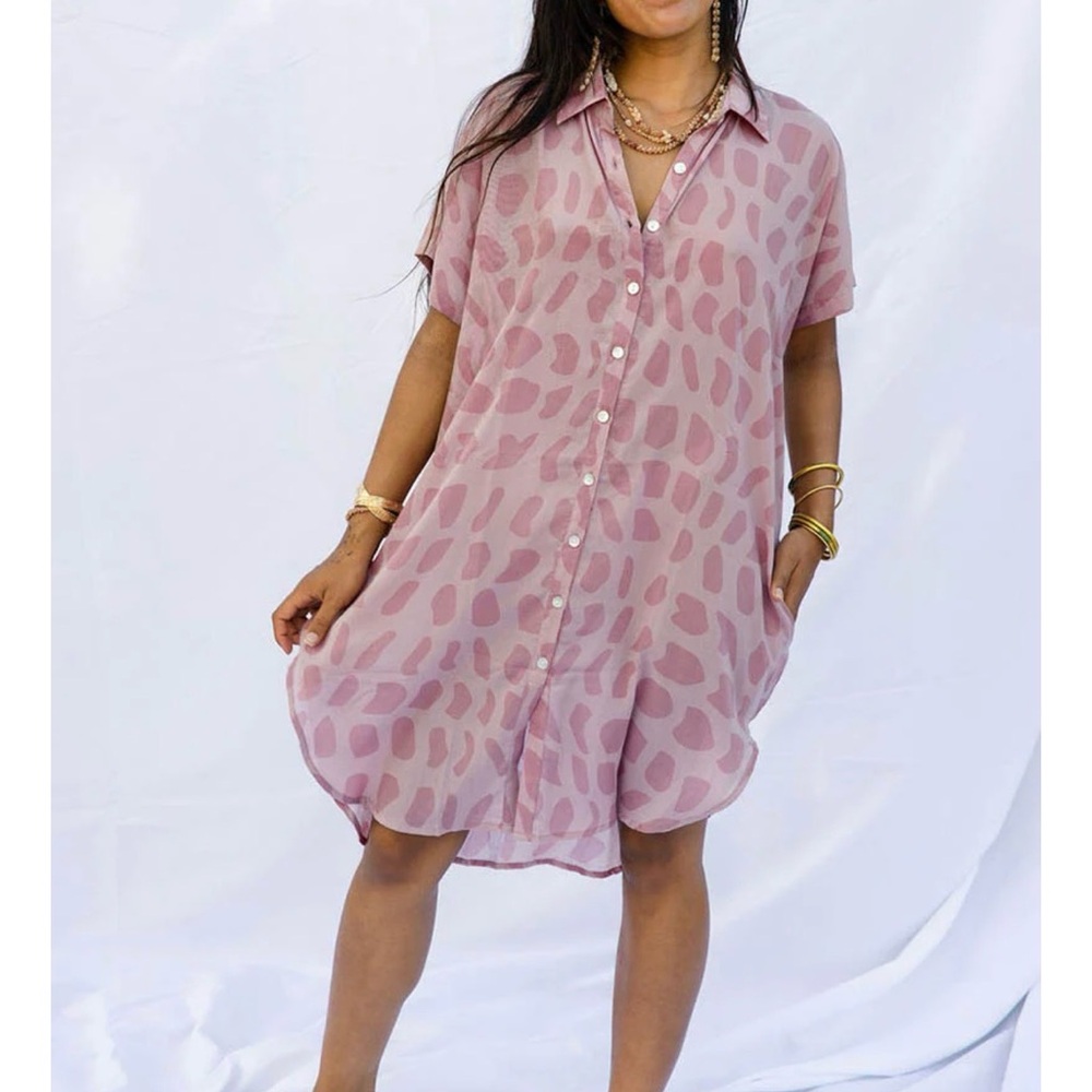 Salt + Sea Kauai Kahea Shirt Dress Hebrew Rose Large